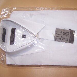 Oleg Cassini Men Stylish Long Sleeve White Dress Shirt 16 x 32/33 w/Point Collar